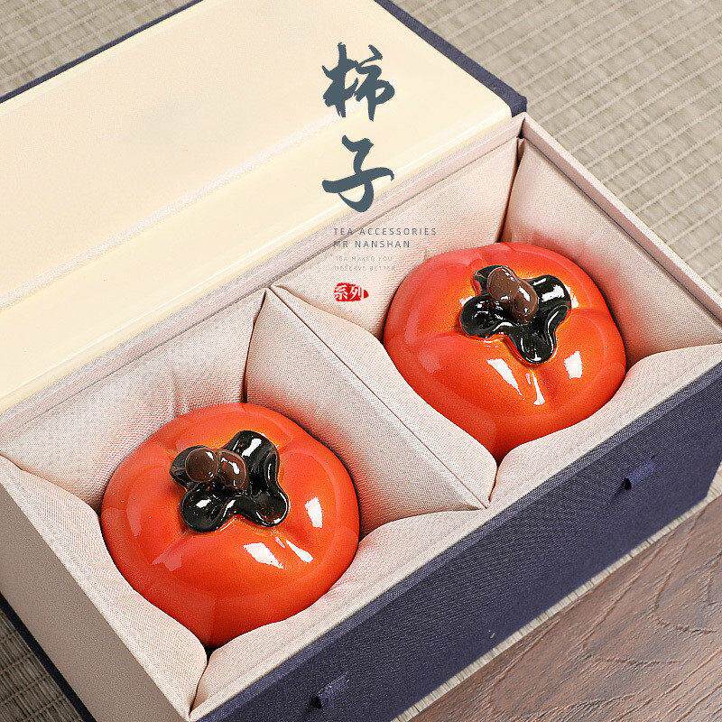 柿子茶宠可养变色茶具摆件精品可养彷真水果柿柿如意茶桌茶玩高端