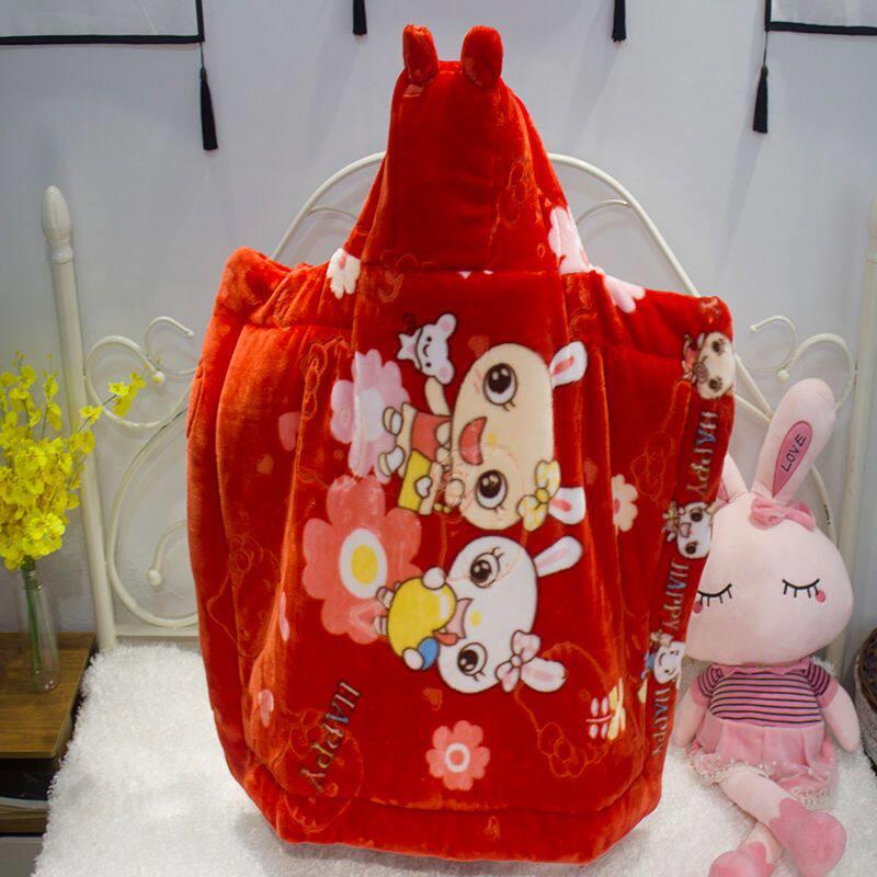 婴儿斗篷加厚珊瑚绒冬季婴幼儿外出防风毛毯宝宝披风披肩儿童抱被