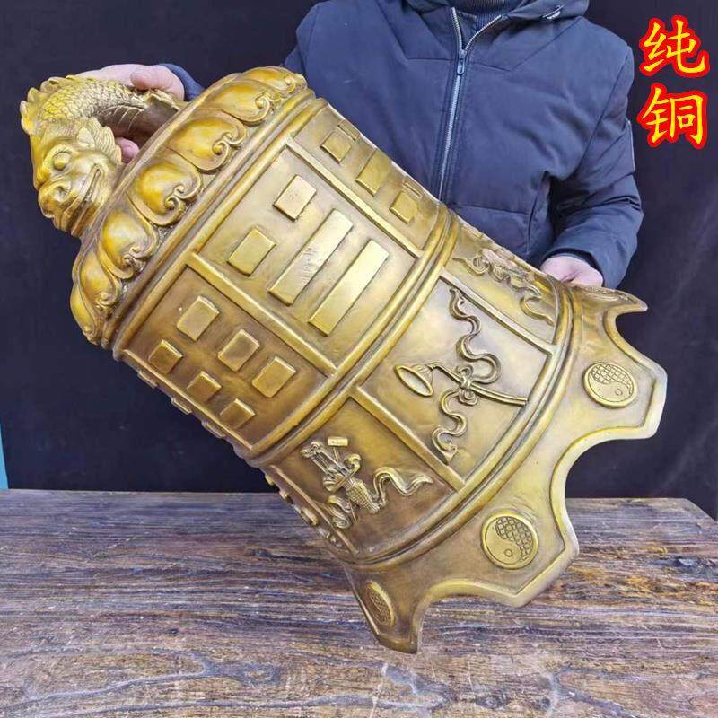 高档纯铜八仙钟法器寺庙铜钟八宝铜铃铛挂件平安钟大号撞钟家居门