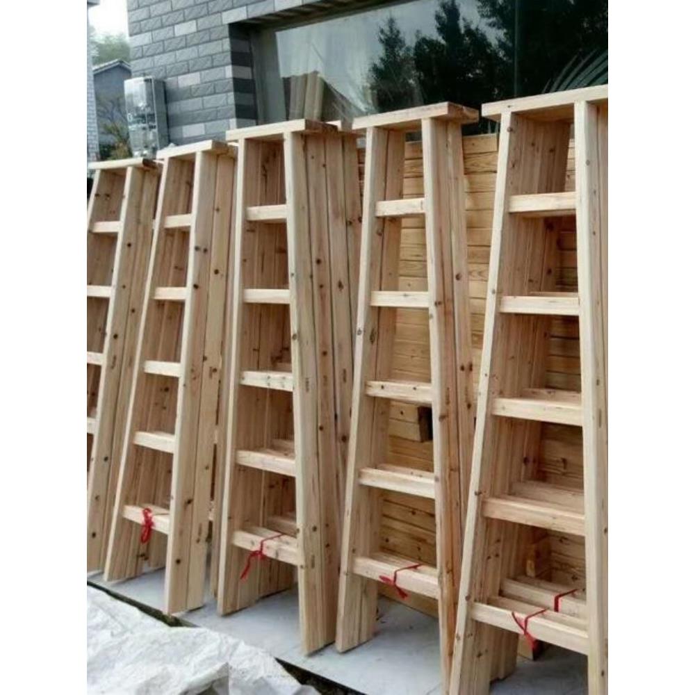 实木人字梯折叠梯木梯子家用工地水电用梯幼儿园用加粗加厚杉木梯