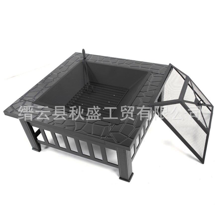 网状firepit庭院篝火烧烤桌方形火炉围炉煮茶户外花园火盆耐烤串
