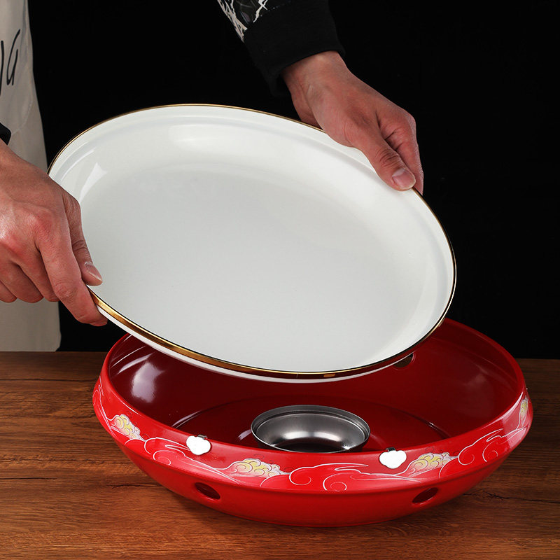 商用酒精炉小火锅网红干锅锅不粘干锅仔平底锅龙虾盘海鲜盘火锅炉