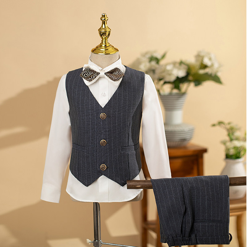 儿童礼服男童西装套装高端花童婚礼主持人晚礼服小男孩钢琴演出服