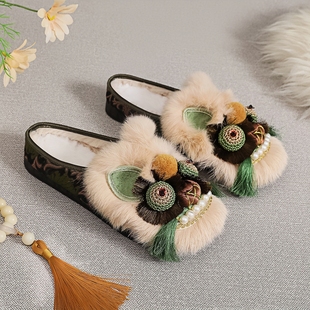 2026新款国风虎头鞋女式布鞋加绒包头拖鞋居家鞋子外穿新中式女鞋