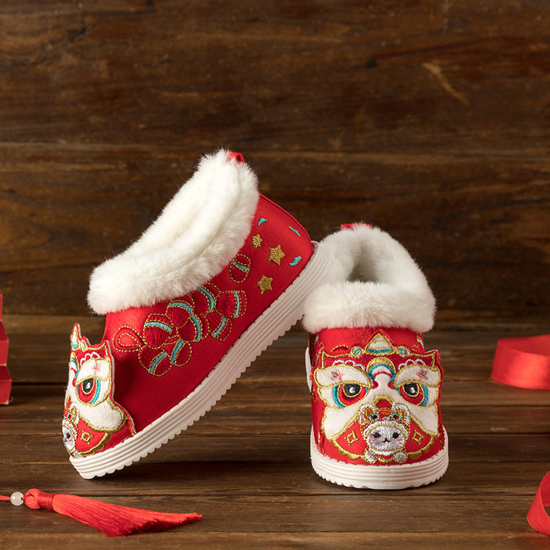 2026新年宝宝棉鞋冬季加绒童绣花鞋醒狮兔棉靴加厚保暖女童雪地靴,童鞋/婴儿鞋/亲子鞋,儿童汉服鞋,淘宝优惠券,粉丝福利购,淘宝优惠卷