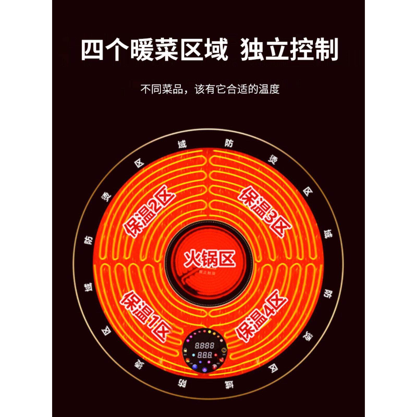 家用智能语音暖菜板多功能电加热餐桌转盘带电磁炉火锅饭菜保温板