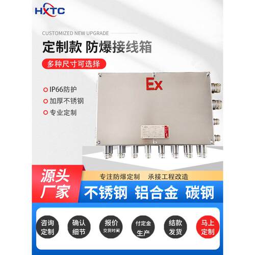 304/316防爆不锈钢接线中转端子箱CT6增安IIB隔爆盒粉尘控制配电