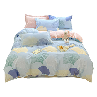 小清新全棉床上四件套纯棉床单被套夏季 被罩200x230一米八床1米5