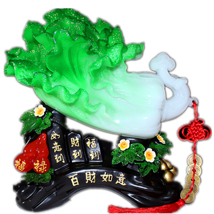 玉白菜摆件家居玄关装饰工艺品招财客厅电视酒柜中式开业乔迁礼品