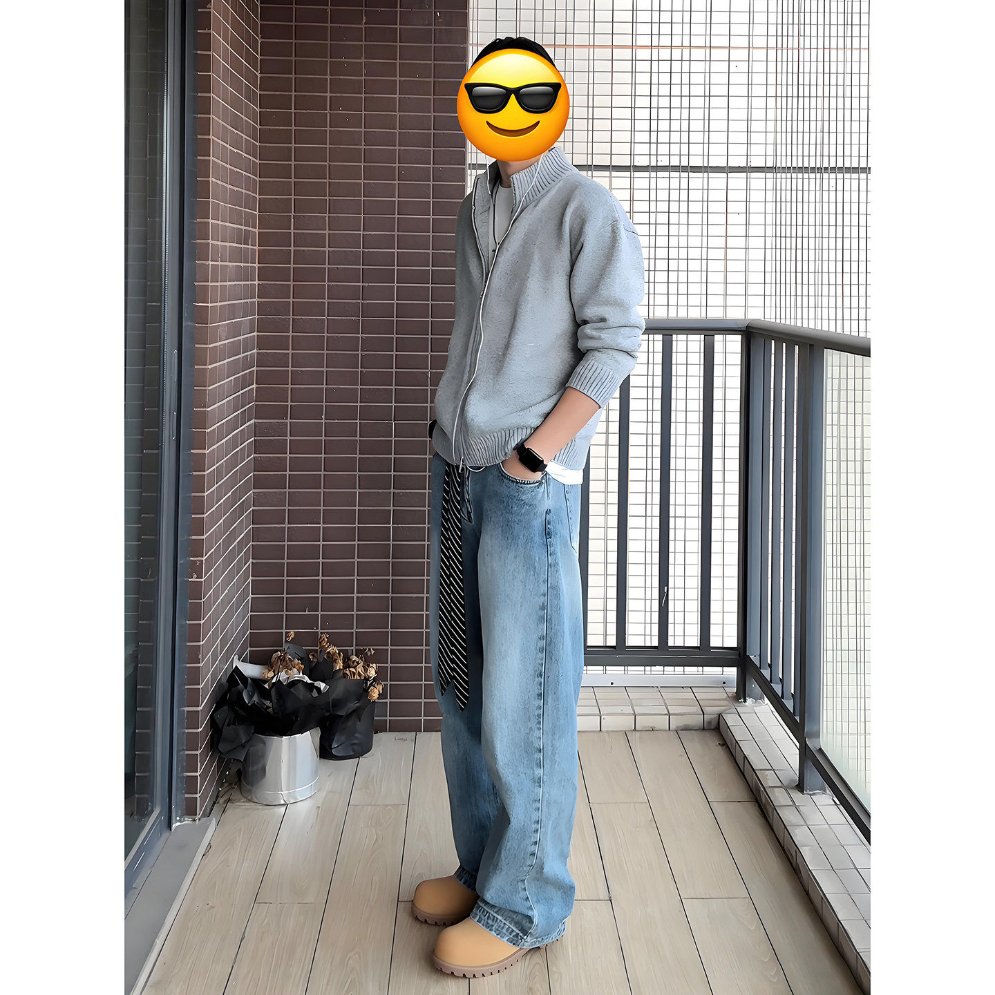 美式复古蓝色水洗牛仔裤男款秋冬潮牌cleanfit裤子直筒宽松阔腿裤