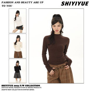 2024流行半高领打底衫 女款秋冬季磨毛长袖紧身内搭衣 多色可选