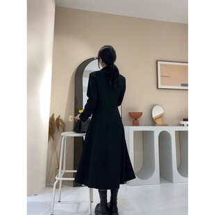 新款 正式 场合连衣裙女法式 2023早春季 长裙秋 高端精致气质黑色西装