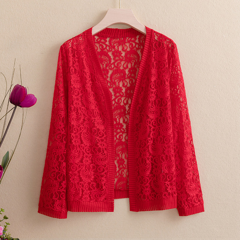 蕾丝防晒衣女夏季薄款配裙子旗袍外搭开衫短款上衣妈妈小披肩外套
