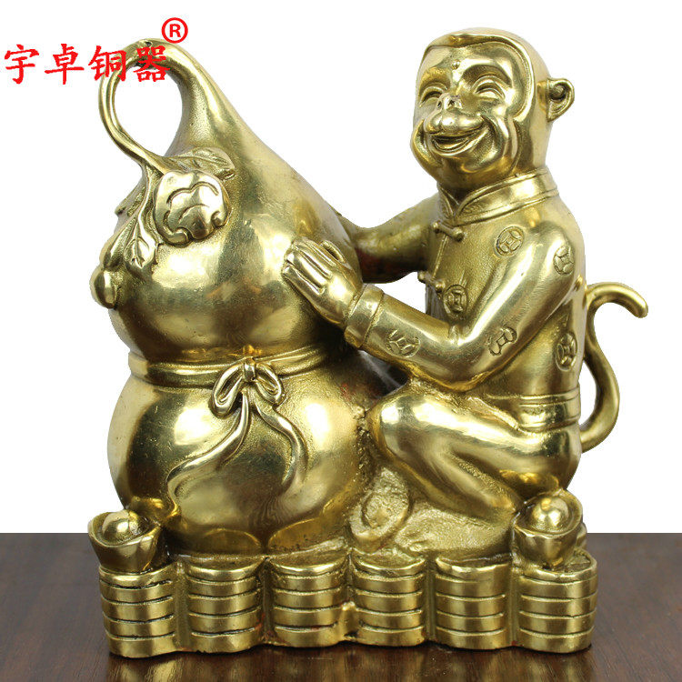 宇卓铜器纯铜猴黄铜猴抱葫芦猴子铜工艺品摆件款式多