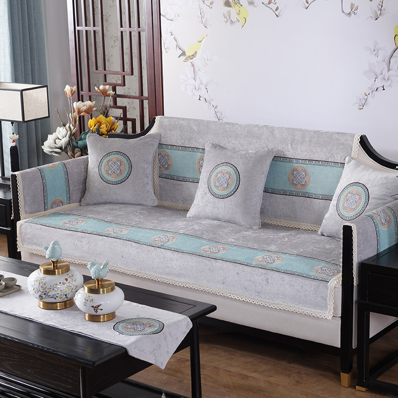 新中式沙发垫布艺四季通用实木沙发巾靠背巾扶手巾盖布坐垫可定做