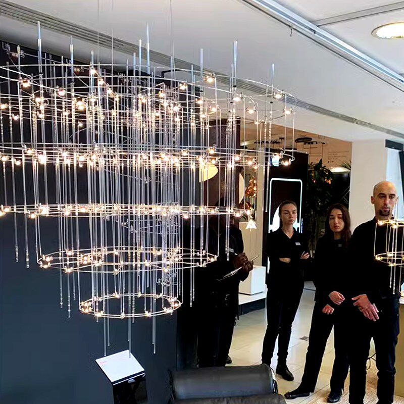 满天星光立方挑空客厅吊灯餐厅创意个性别墅大厅复式楼梯萤火虫灯