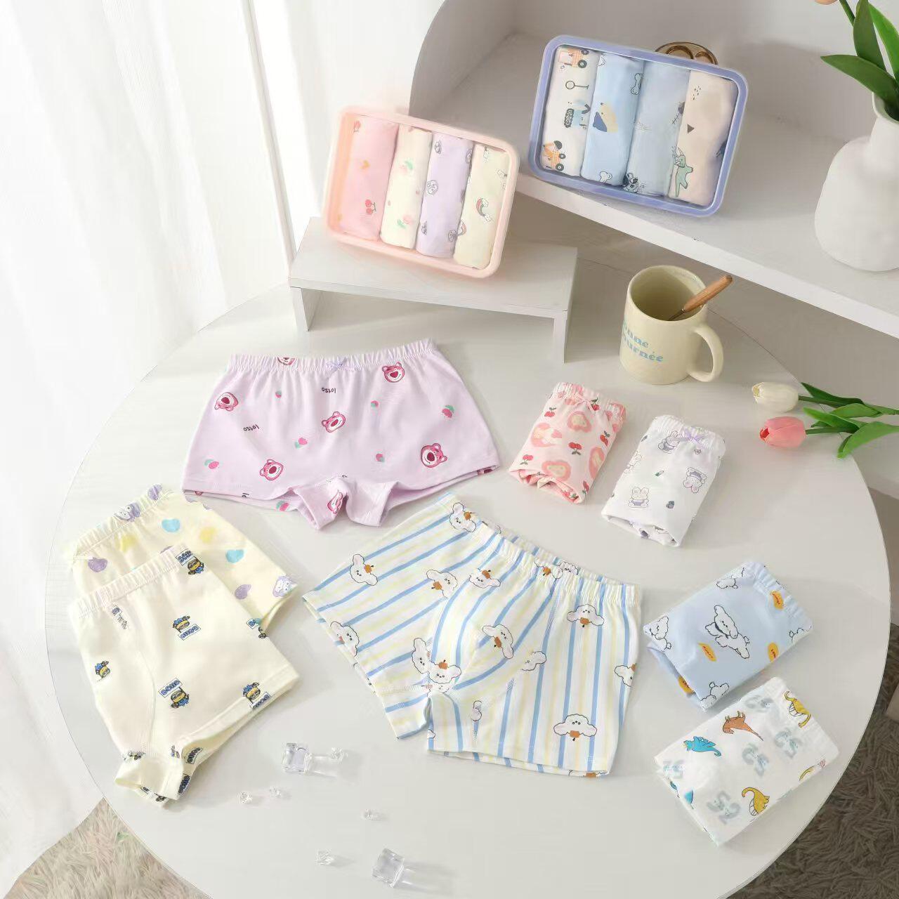 儿童内裤纯棉女童四角舒适透气印花卡通女男童中大童纯棉底裤内裤