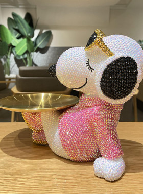 镶钻眼镜狗玄关钥匙收纳摆件客厅酒柜电视柜家居装饰品乔迁礼物