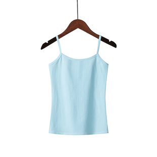 无袖 内搭打底衫 T恤上衣 时尚 白色小吊带背心女夏外穿纯棉工字大码