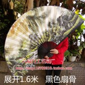 超大挂扇公司家居装 饰扇子酒店摄影婚庆大折扇道具扇山水小桥流水