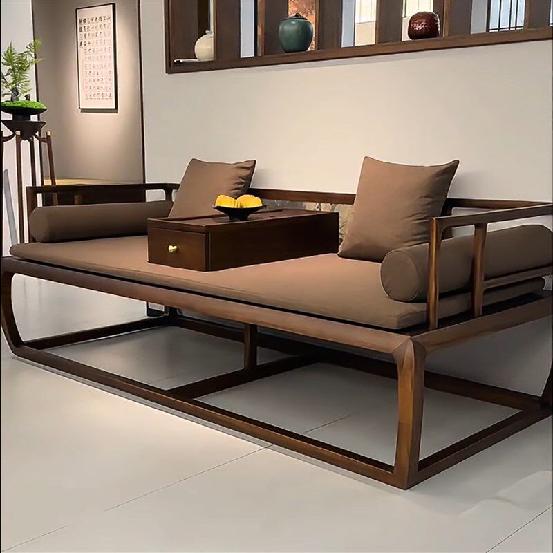 新中式实木沙发罗汉床两用北美黑胡桃木家用客厅禅意床榻茶室书房