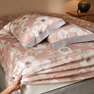 可定制140支全棉床笠床单件180x200x220cm印花长绒纯棉床罩高床垫
