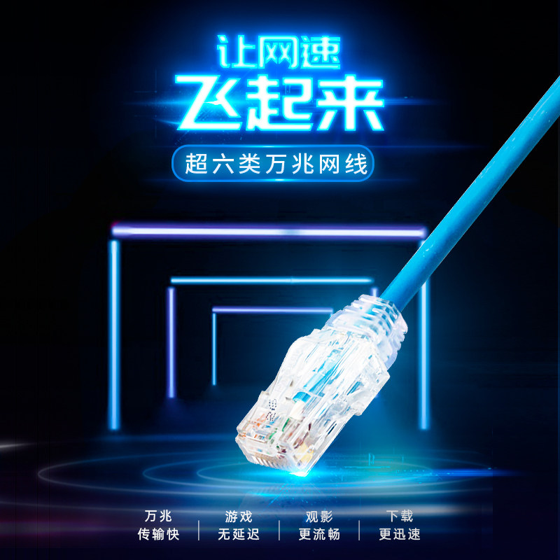 泛达超六类细网线非屏蔽家用电脑线万兆高速成品跳线1米网络线
