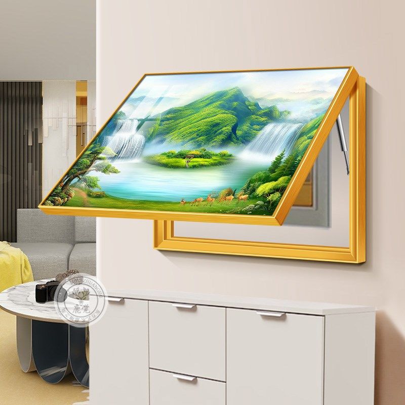 聚宝盆电表箱盒遮挡画现代简约日照金山配电箱多媒体电闸盒装饰画,家居饰品,现代装饰画,淘宝优惠券,粉丝福利购,淘宝优惠卷