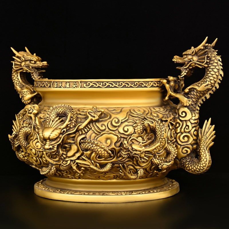 纯黄铜九龙香炉双龙香炉双耳香炉摆件家用供奉寺庙佛堂插线香特大,家居饰品,香薰炉,淘宝优惠券,粉丝福利购,淘宝优惠卷
