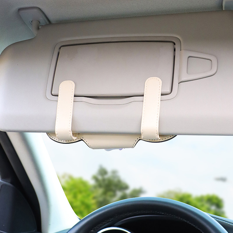 车载眼镜夹汽车用遮阳板收纳车内气质小花墨镜盒车上挂眼镜放置架