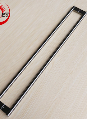 不锈钢圆管黑色玻璃门扶手酒店木门把手有框门移门简约大拉手哑黑