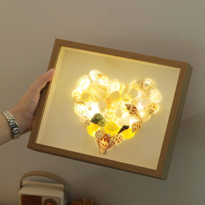 贝壳diy相框小夜灯手工制作干燥花装饰灯光画框摆件材料包生日礼,家居饰品,相框/画框,淘宝优惠券,粉丝福利购,淘宝优惠卷