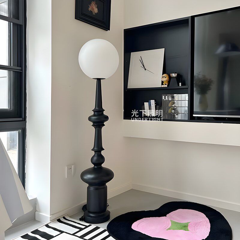 法式罗马柱客厅落地灯中古卧室氛围感复古沙发旁边高级感轻奢台灯