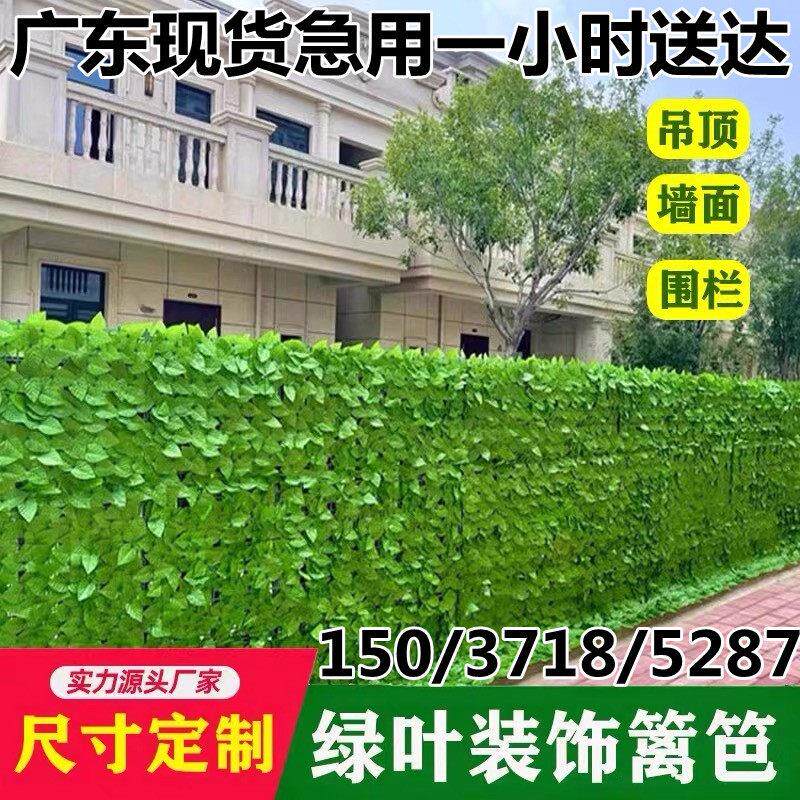 彷真绿色植物墙面装饰栅栏篱笆叶子悬吊式天花板绿叶花园庭院阳台