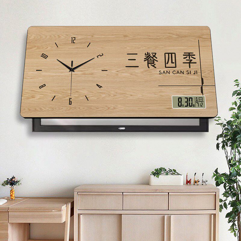 大尺寸钟表挂钟电表箱装饰画极简万年历电子钟遮挡配电箱时钟挂画