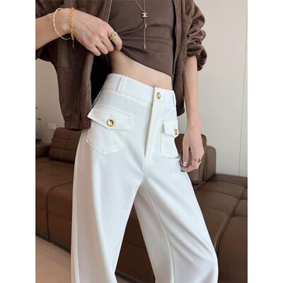 白色阔腿裤女2025春秋季