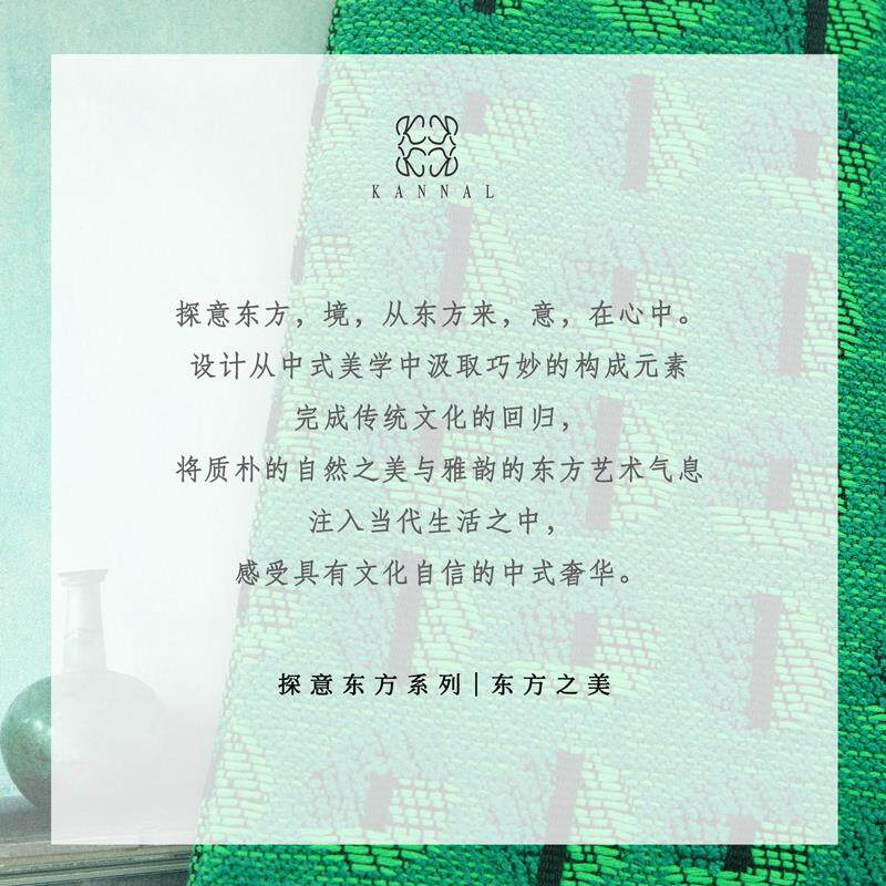 双面提花探意东方高级新中式青绿色几何艺术棉麻抱枕别墅靠垫