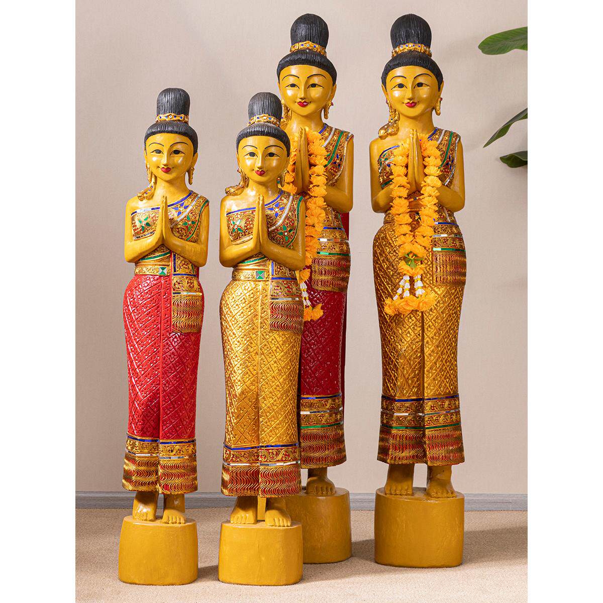 泰国迎宾门童东南亚风格木雕人偶泰式餐厅门口装饰品佛像落地摆件