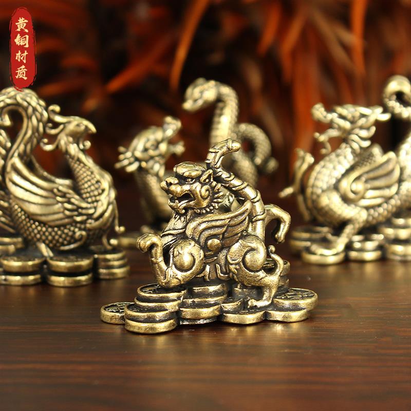纯黄铜小号四大神兽摆件青龙白虎朱雀玄武客厅玄关办公室布局摆放