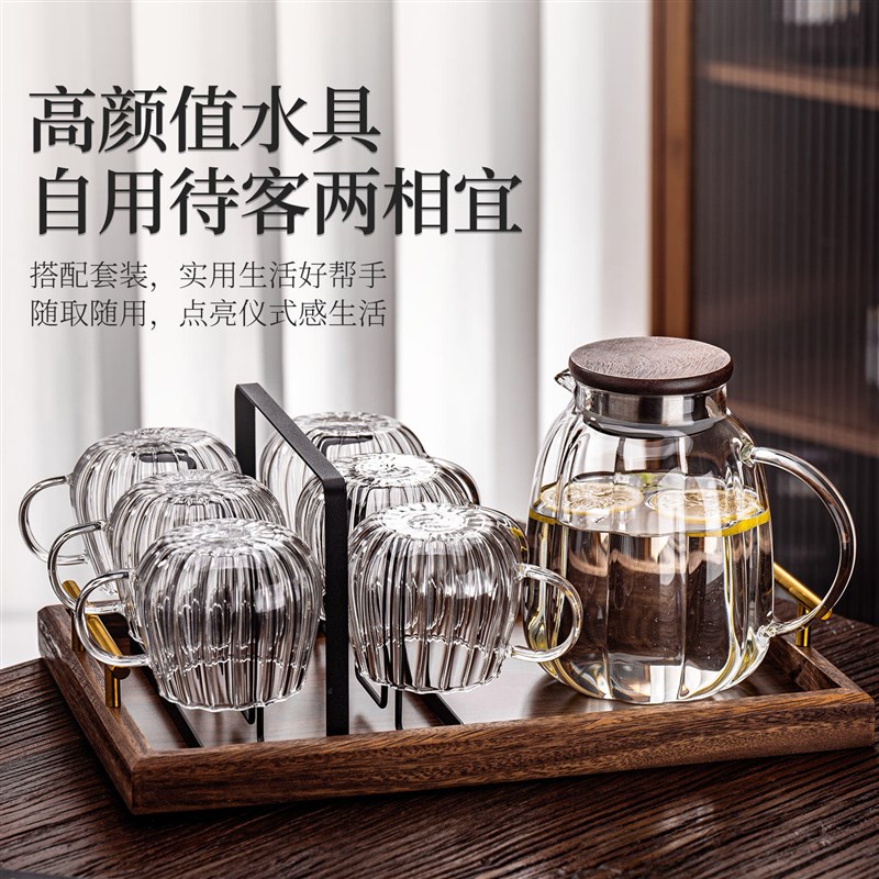 高硼硅玻璃冷水壶耐热凉水杯食品级大容量家用储水凉白开柠檬水壶