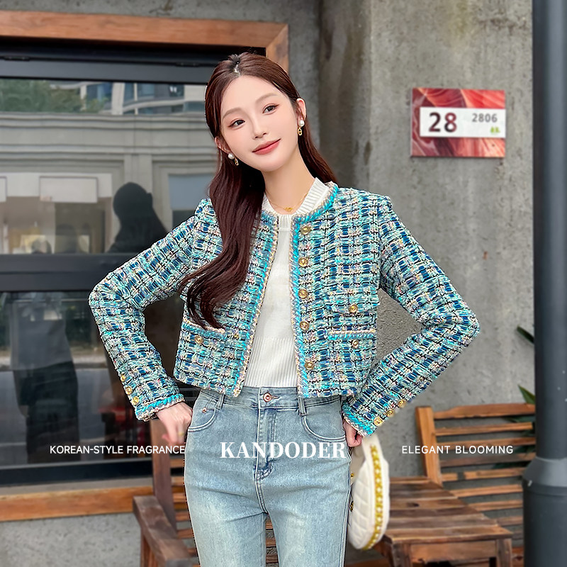 kandoder韩朵黛小香风外套女春秋2026新款手工编织粗花妮短款上衣,女装/女士精品,短外套,淘宝优惠券,粉丝福利购,淘宝优惠卷