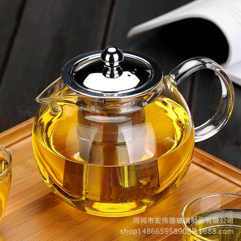 耐热玻璃茶壶花茶壶钢漏高硼硅加厚功夫茶具不锈钢过滤钢漏壶