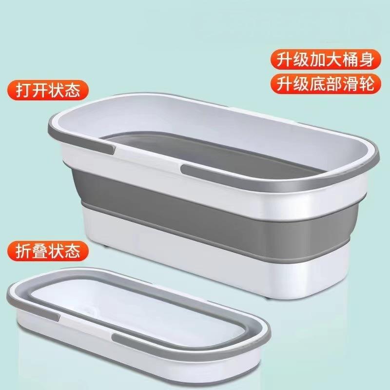 可折叠便捷式水桶底部带滑轮大号拖把桶家用洗刷拖布大号塑料单桶