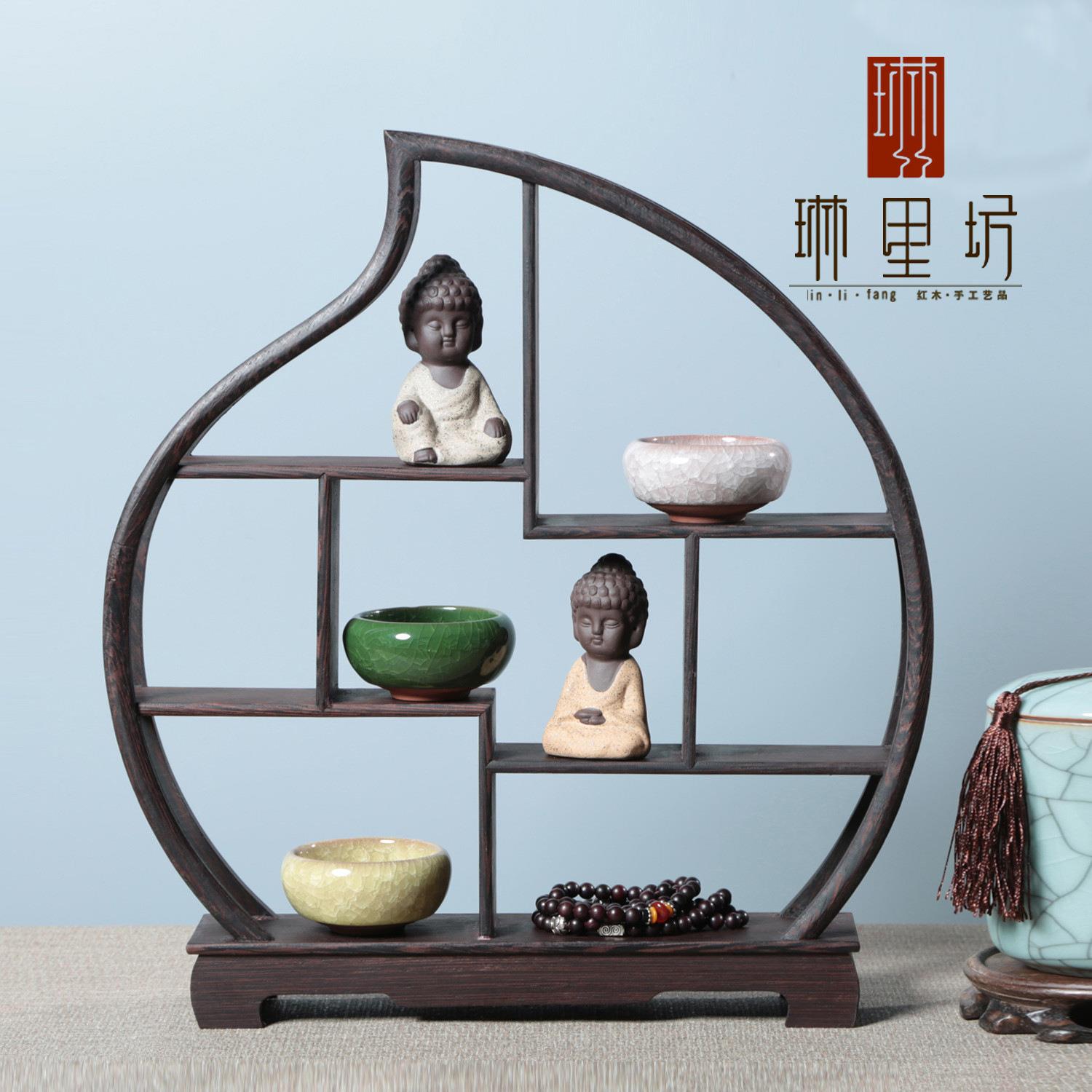 鸡翅木桃形博古架多宝阁柜文玩展示架木质工艺品中式实木摆件架子