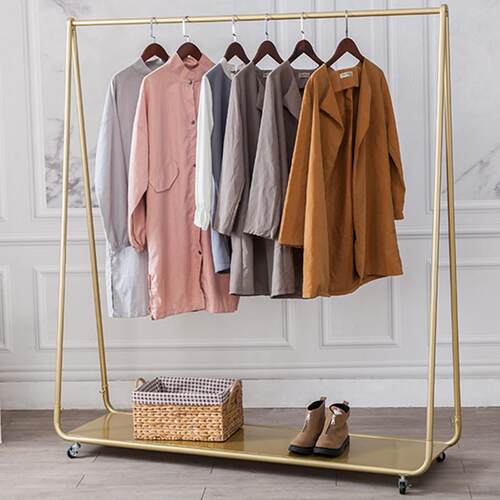 服装店展示架金色女装组合货架铁艺中岛陈列架可移动带轮新款