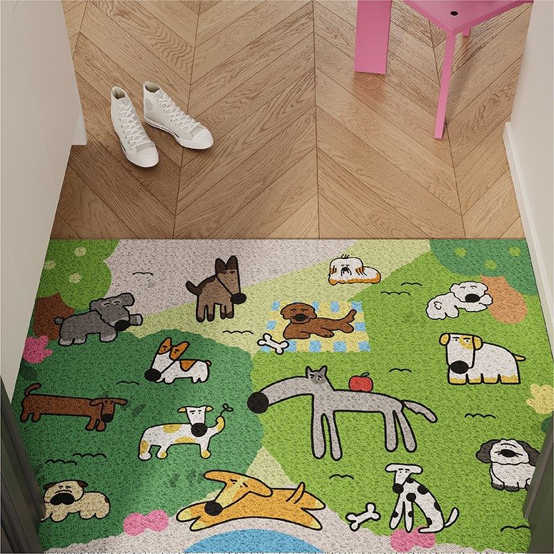 小狗party卡通入户地垫丝圈防滑脚垫地毯进门垫子玄关门口可裁剪,居家布艺,入户地垫,淘宝优惠券,粉丝福利购,淘宝优惠卷