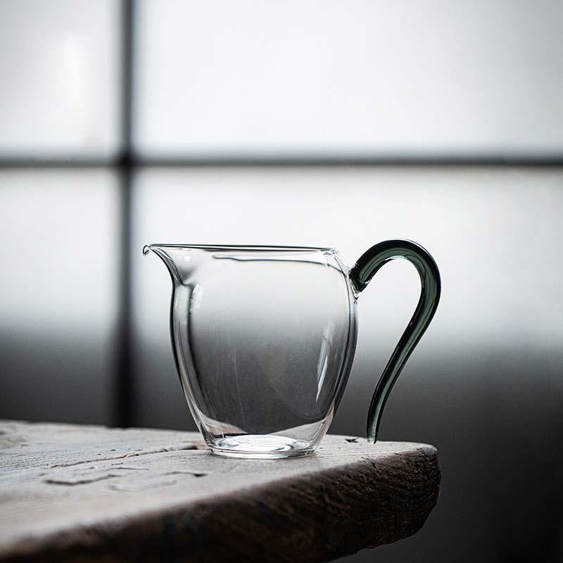 公道杯玻璃公杯茶漏套装玻璃茶具彩把茶海分茶器材