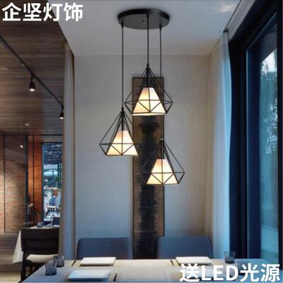 服装店咖啡店书房酒吧台餐厅吊灯复古个性餐吊灯铁艺钻石鸟笼吊灯