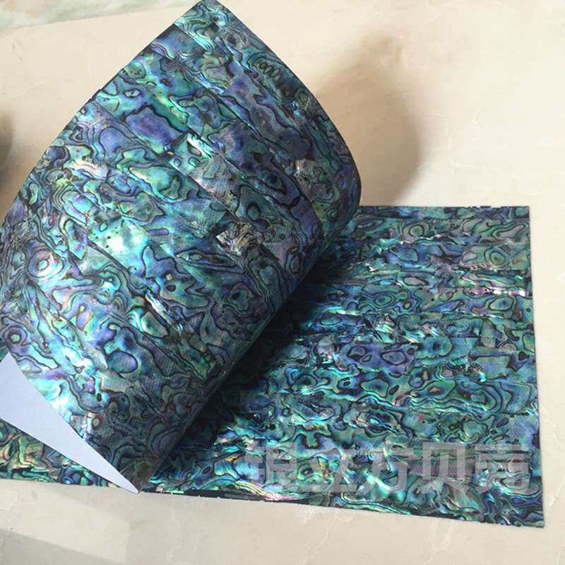 厂家供应天然蓝绿纹鲍鱼贝壳纸可弯曲带自粘背胶手工装饰母贝材料