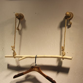 修货架新款 装 店衣架展示架麻绳复古上墙树枝正挂木质壁挂童装 服装